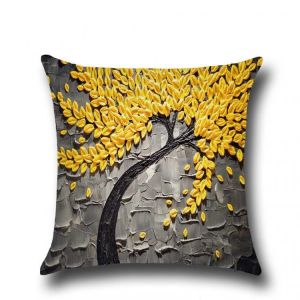NSOnline גן ובית 3D Vintage Flower Cotton Linen Pillow Case Waist Cushion Cover Bags Home Car Decor